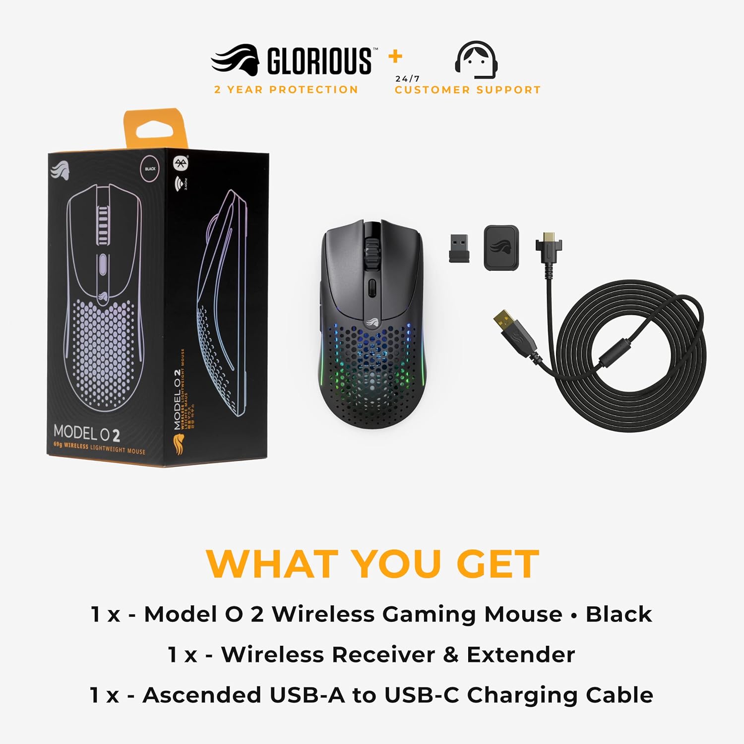 Glorious Model O 2 Mini Wireless Gaming Mouse, 57g Ultra-Lightweight, 26K Optical Sensor, Dual Wireless 2.4GHz & Bluetooth 5.2, Up to 210H Battery, 80M Clicks, 6 Programmable Buttons, FPS Gaming Mouse