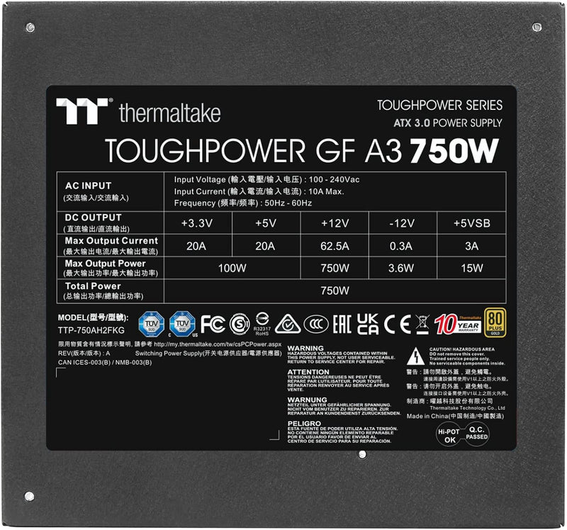 Thermaltake Toughpower GF1 750W - TT Premium Edition Power Supply