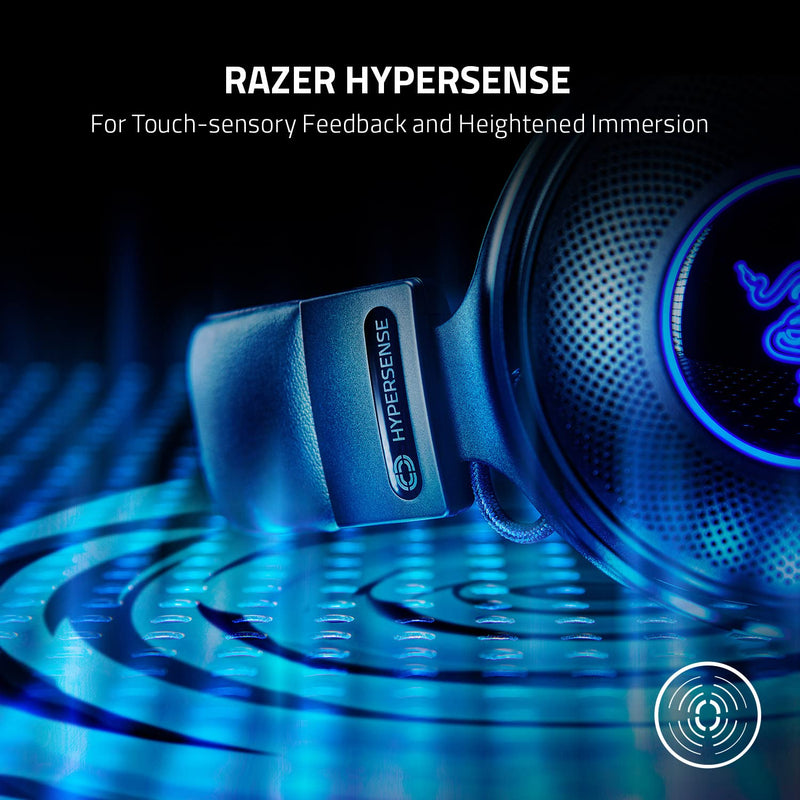 سماعة الألعاب Razer Kraken V3 HyperSense السلكية USB بتقنية اللمس: محركات Triforce Titanium مقاس 50 مم - ميكروفون قابل للفصل