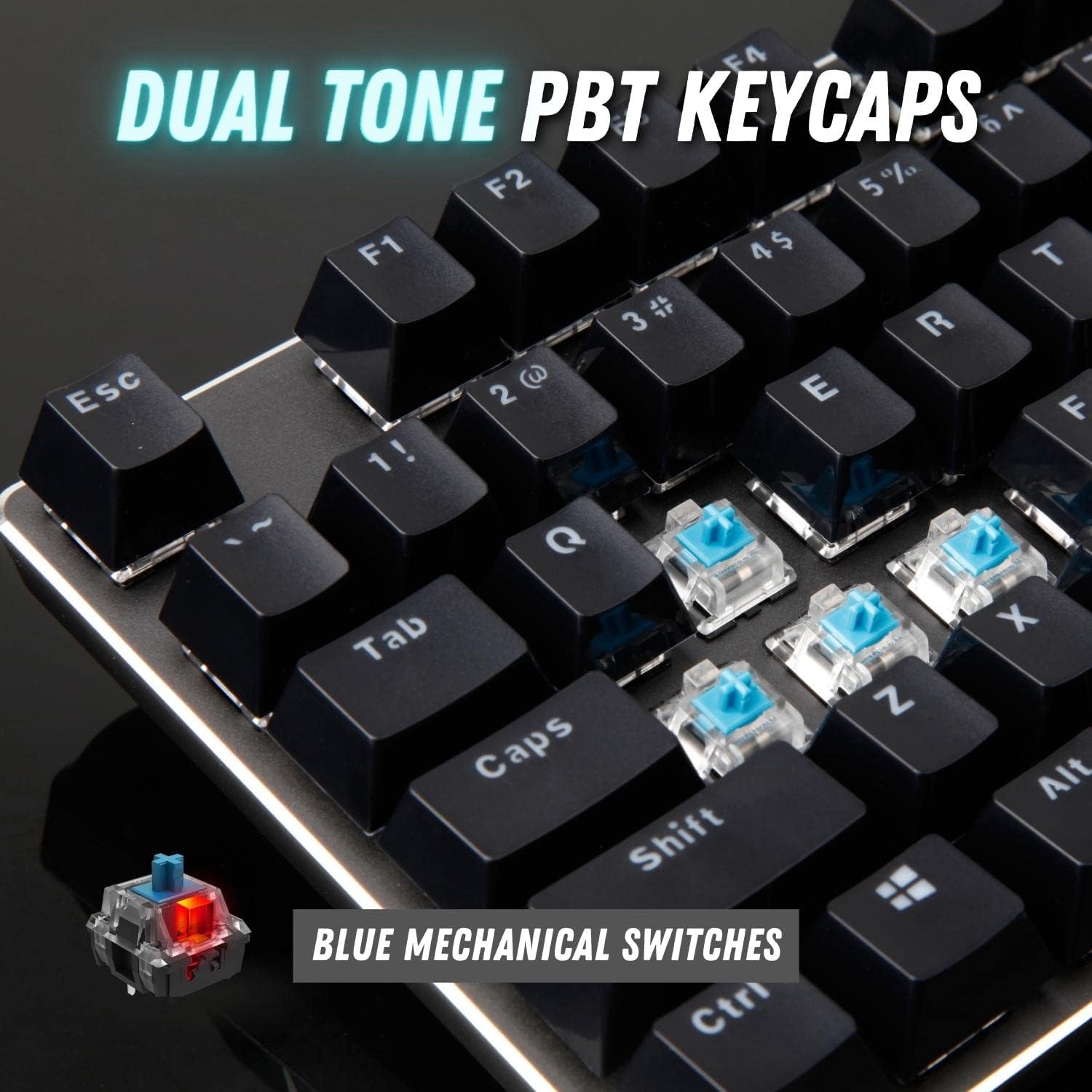 لوحة مفاتيح ألعاب سلكية ميكانيكية مضيئة بتقنية RGB من رابو VPRO V500 بتصميم مريح بالعربية والإنجليزية