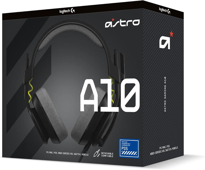 سماعة الألعاب السلكية Logitech Astro A10 Gen 2 مع ميكروفون قابل للطي لكتم الصوت - لأجهزة إكس بوكس ​​وبلاي ستيشن ونينتندو سويتش والكمبيوتر الشخصي وماك