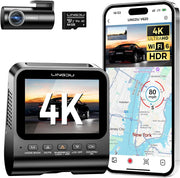 Lingdu V620 4K Front and Rear Dash Cam – WiFi6, 4K+1K HDR, 64GB Card Included, Voice Control, ADAS, GPS, Night Vision, Motion Detection, 24H Parking Mode, Upgraded Timeline Playback APP