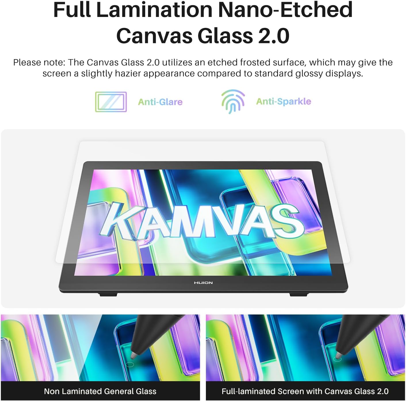 شاشة قلم HUION Kamvas 22 (الجيل الثالث) بحجم 21.5 بوصة بدقة 2.5K QHD، شاشة IPS بتردد 90 هرتز، قلم PenTech 4.0 مع 16,384 مستوى ضغط، زجاج Canvas 2.0، منفذ USB-C، متوافقة مع ويندوز، ماك أو إس، لينكس وأندرويد
