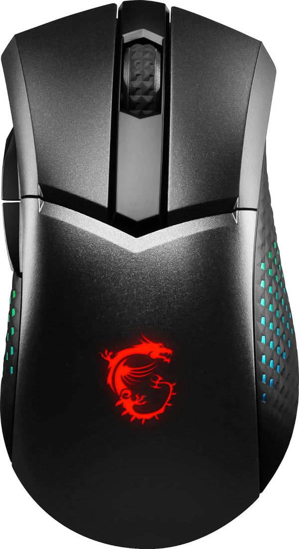 MSI Clutch GM51 Lightweight Wireless Gaming Mouse & Charging Dock, 26K DPI Optical Sensor, 2.4G & Bluetooth, 60M Omron Switches, Fast-Charging, 150Hr Battery, RGB, 5 Programmable Buttons, PC/Mac