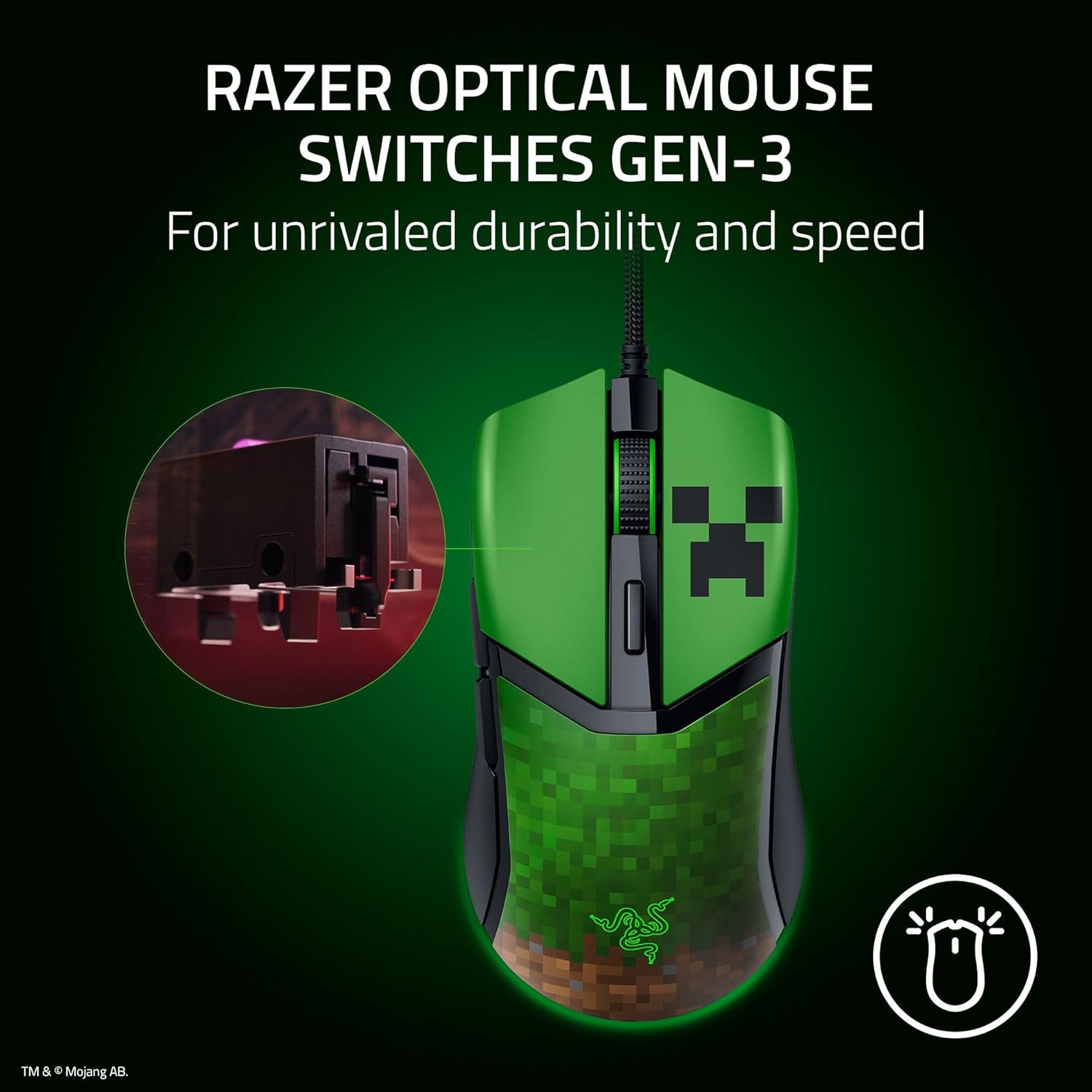ماوس الألعاب السلكي Razer Cobra - خفيف الوزن 58 جرامًا، مستشعر بصري بدقة 8500 نقطة في البوصة، مفاتيح بصرية من الجيل الثالث، إضاءة كروما RGB، كابل Speedflex