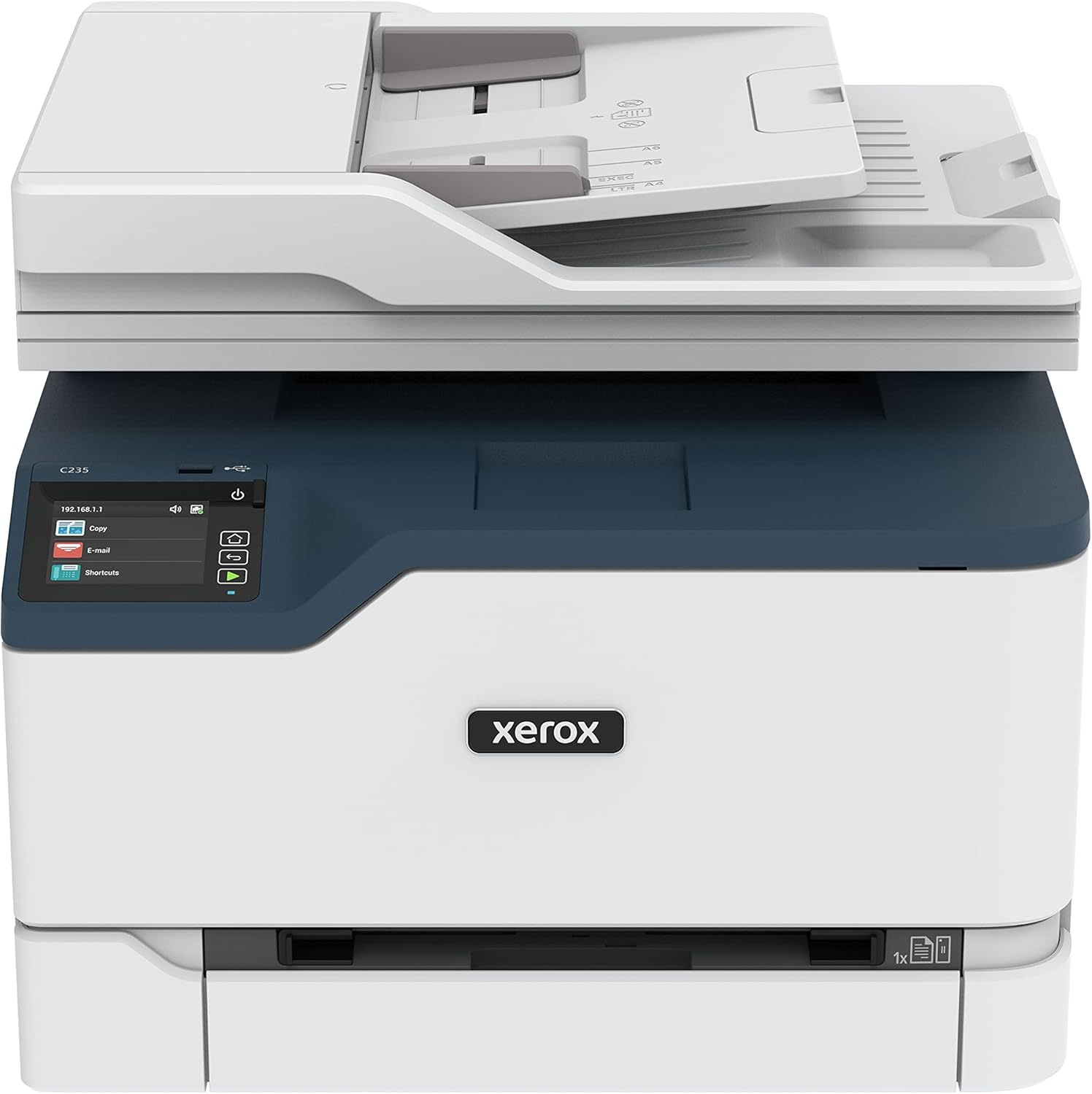 Xerox C235 Color Multifunction Printer — 4-in-1 Laser Printer (Print/Copy/Scan/Fax), Up to 24 ppm, Wireless/Ethernet/USB, Automatic Duplex, ADF, Mobile Printing