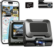 Lingdu V820 4K + 1080P Dual Channel Dash Cam with STARVIS 2 Sensors, Built-in GPS & WiFi, 4G LTE, ADAS, 3” IPS Display, Voice Control & 64GB