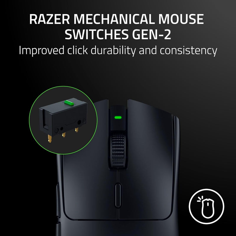 ماوس الألعاب اللاسلكي Razer Viper V3 HyperSpeed: تصميم خفيف الوزن 82 جرامًا - مستشعر بصري 30 كيلو نقطة لكل بوصة - عمر بطارية يصل إلى 280 ساعة - مفاتيح ميكانيكية Gen-2-Classic أسود