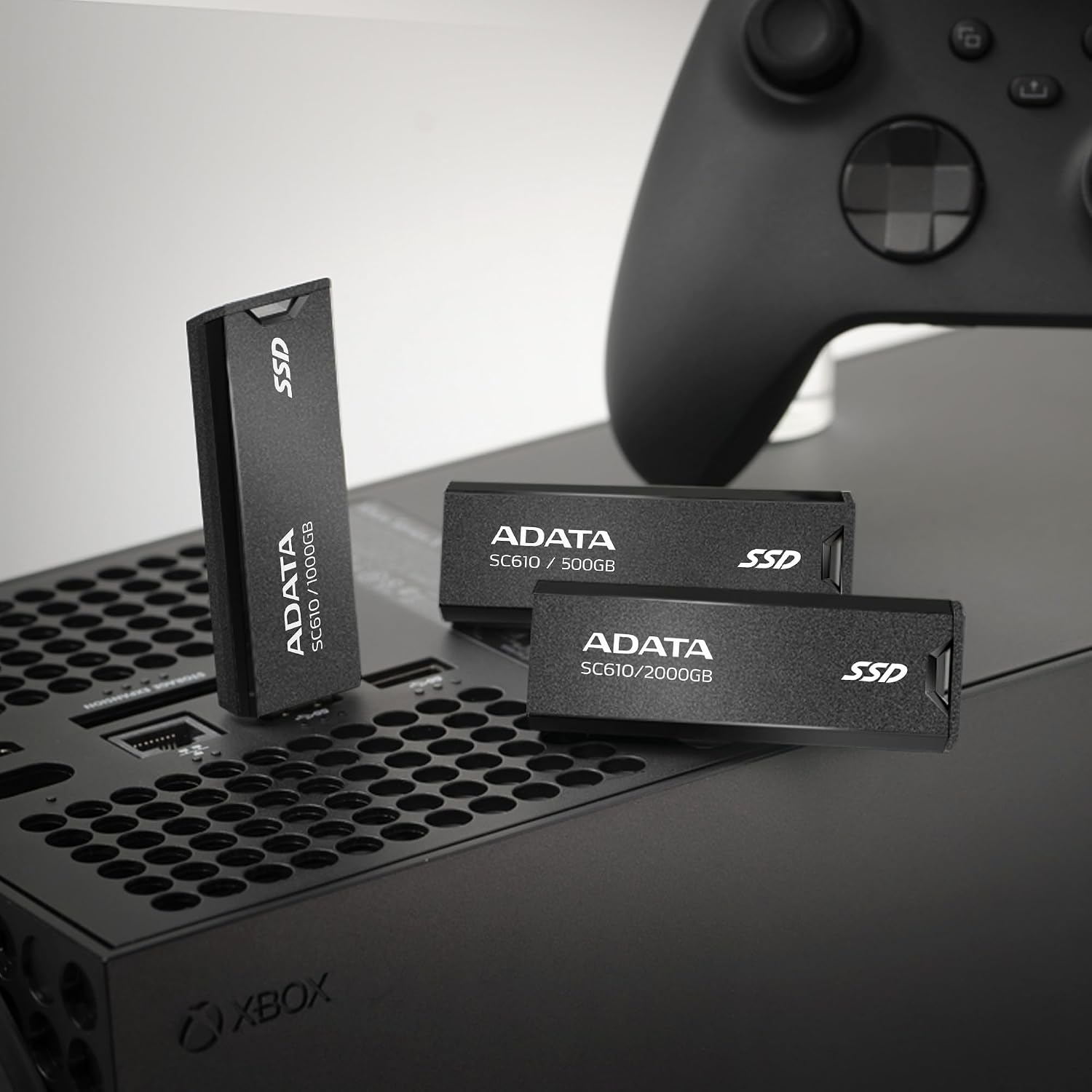 ADATA SC610 500GB External SSD , Up to 550MB/s Read Speed , USB 3.2 Gen 2 , Retractable USB-A Connector , Cable-Free Portable Storage , Black/Red , SC610-500G-CBK/RD