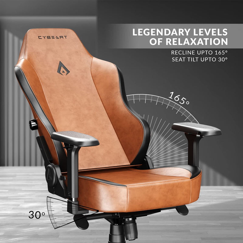 Cybeart | Vintage (Brown) Gaming/Office Chair | 4D Armrest | Inbuilt Lumbar Support | Supreme PU Leather, Ergonomic, Recline & Tilt