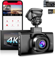 Lingdu LD02Lite 4K+1080P Front and Rear Dash Cam – Voice Control, 5G WiFi, GPS, Parking Monitor, 170° Wide Angle, Night Vision, Loop Recording, G-Sensor, 64GB Card Included