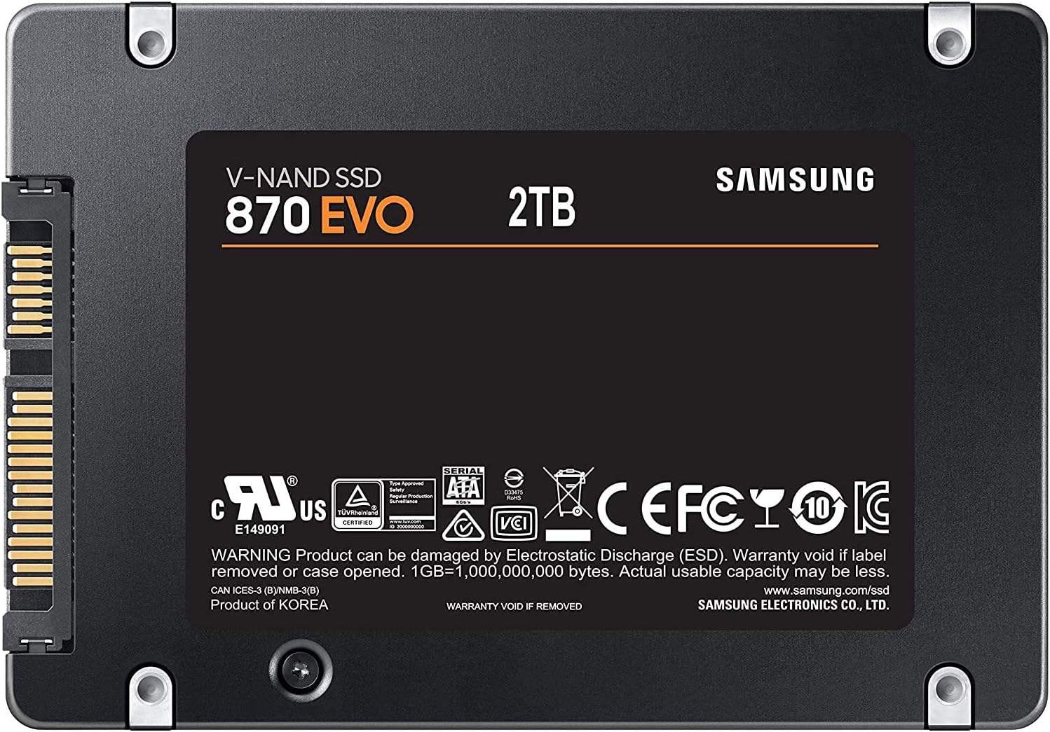 Samsung 870 EVO 2TB SATA III 2.5" Internal SSD, High-Speed Solid State Drive, Up to 560MB/s Read, 530MB/s Write, Reliable Performance, Model MZ-77E2T0B/AM
