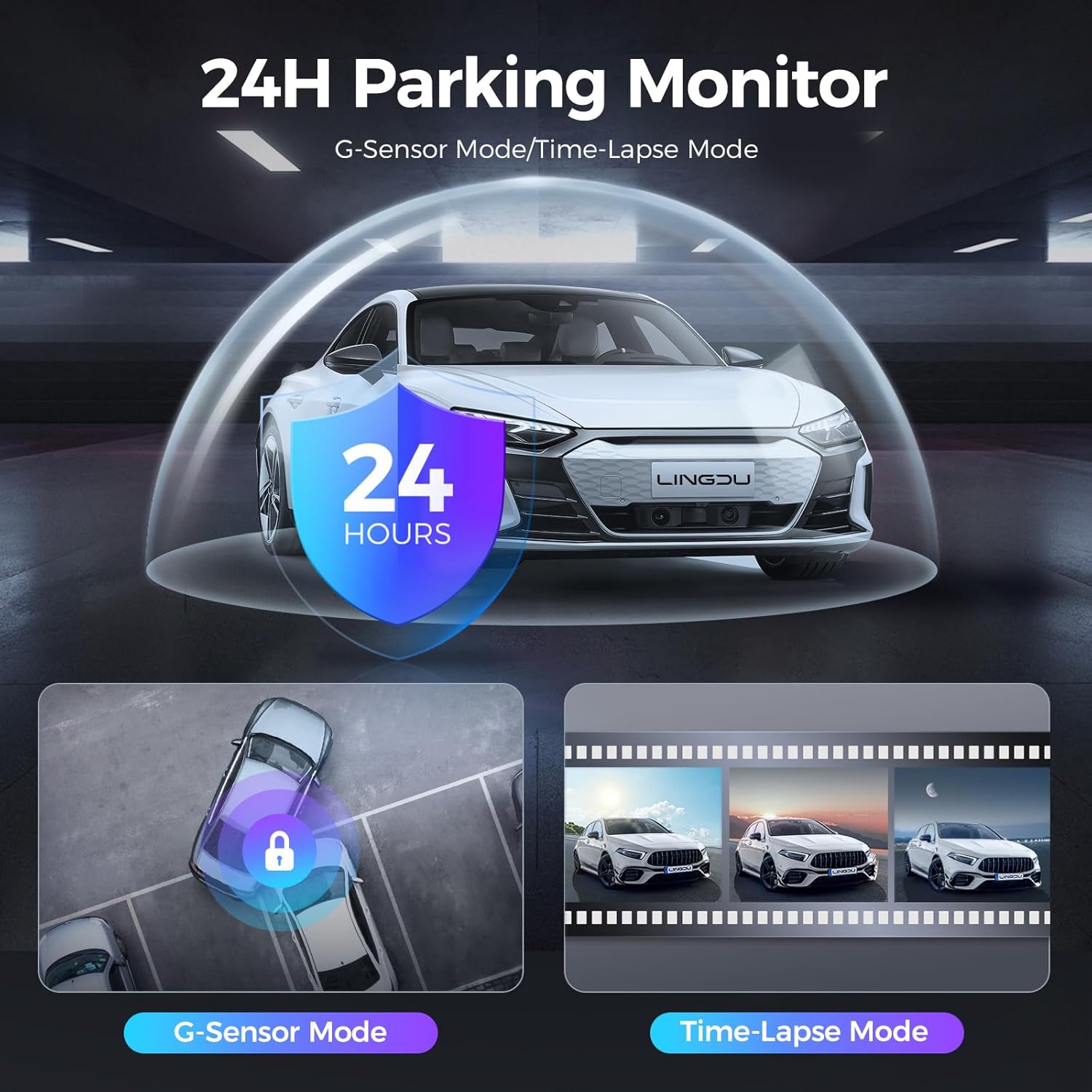 Lingdu D500 4K Smart Dash Cam – Front Car Camera with WiFi & GPS, 0.96" LCD Display, Night Vision, WDR, Parking Mode, Loop Recording, G-Sensor, 150° Wide Angle