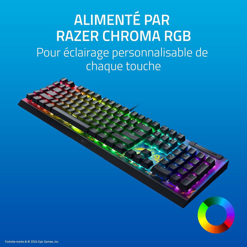 Razer BlackWidow V4 X - Fortnite Edition Mechanical Gaming Keyboard with RGB (Yellow Switches, 6 Custom Macro Keys, Doubleshot ABS Keycaps) QWERTY US Keyboard | Fortnite