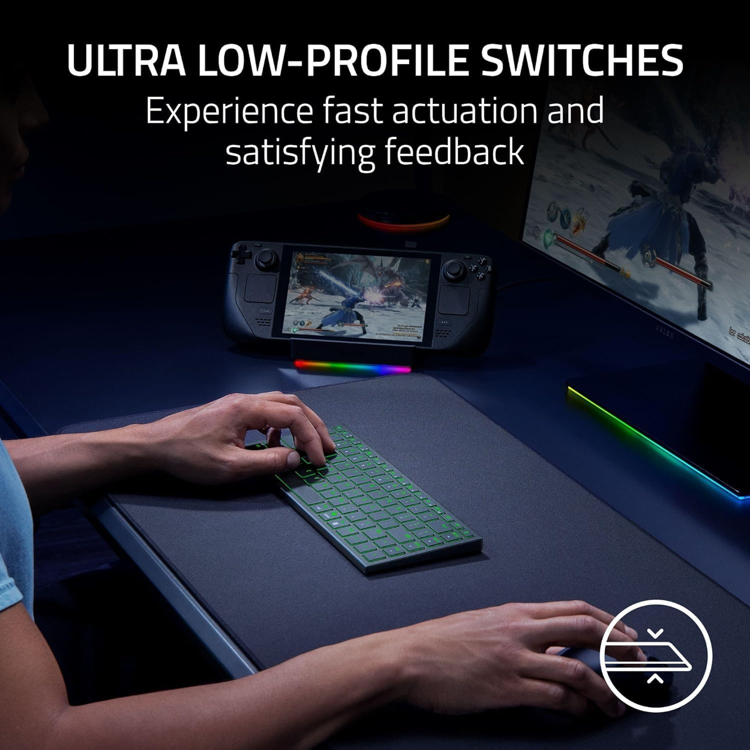 Razer Joro Ultra-Thin Wireless Gaming Keyboard – 75% Layout, Low-Profile Scissor Switches, RGB, Bluetooth + USB-C