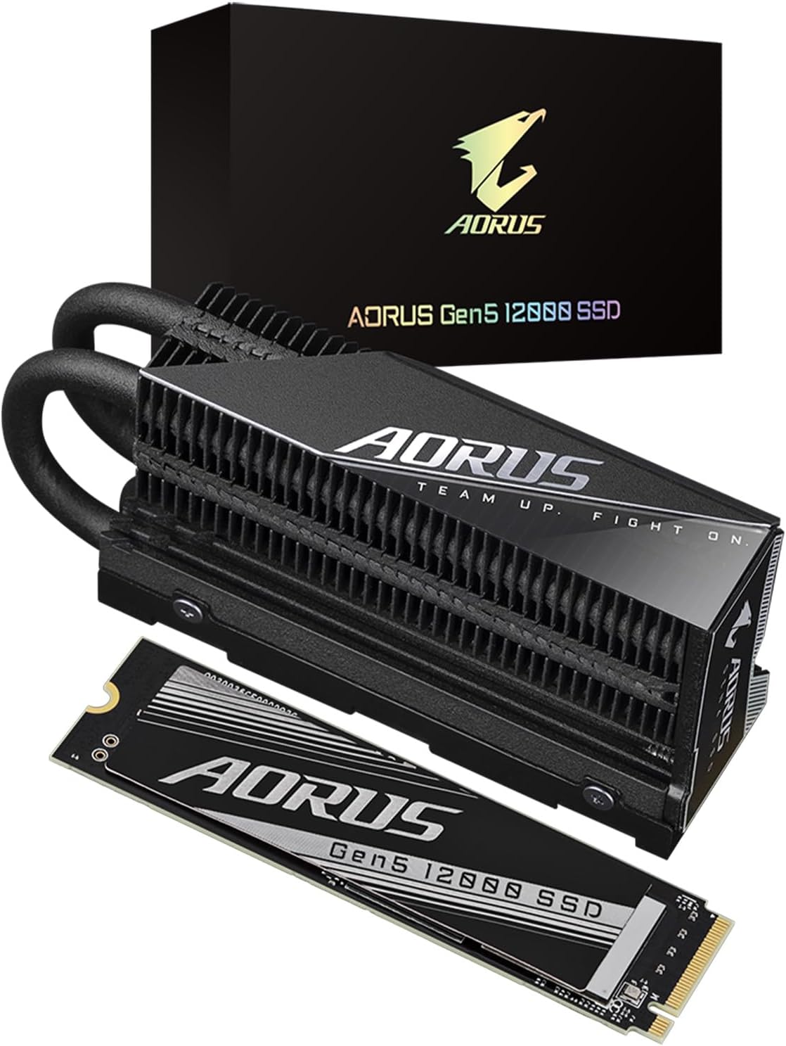 GIGABYTE AORUS Gen5 12000 SSD PCIe 5.0 NVMe M.2 محرك الأقراص الصلبة الداخلي ذو الحالة الصلبة مع سرعة قراءة تصل إلى 12400 ميجابايت/ثانية، وسرعة كتابة تصل إلى 11800 ميجابايت/ثانية