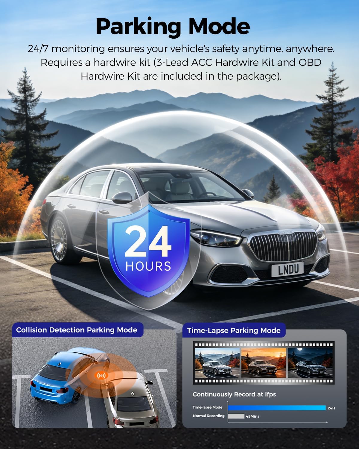 Lingdu V820 4K + 1080P Dual Channel Dash Cam with STARVIS 2 Sensors, Built-in GPS & WiFi, 4G LTE, ADAS, 3” IPS Display, Voice Control & 64GB