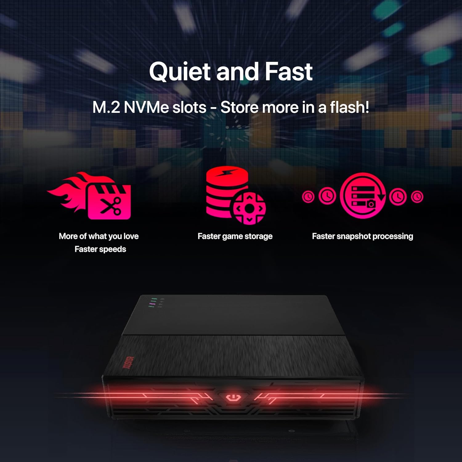 ASUSTOR Flashstor 6 (FS6706T) – جهاز تخزين شبكي (NAS) بست فتحات SSD فقط مع معالج Intel Celeron N5105، وذاكرة DDR4 بسعة 4GB، ومنفذين 2.5GbE، وHDMI 2.0b، وS/PDIF، ودعم تحويل الفيديو بدقة 4K