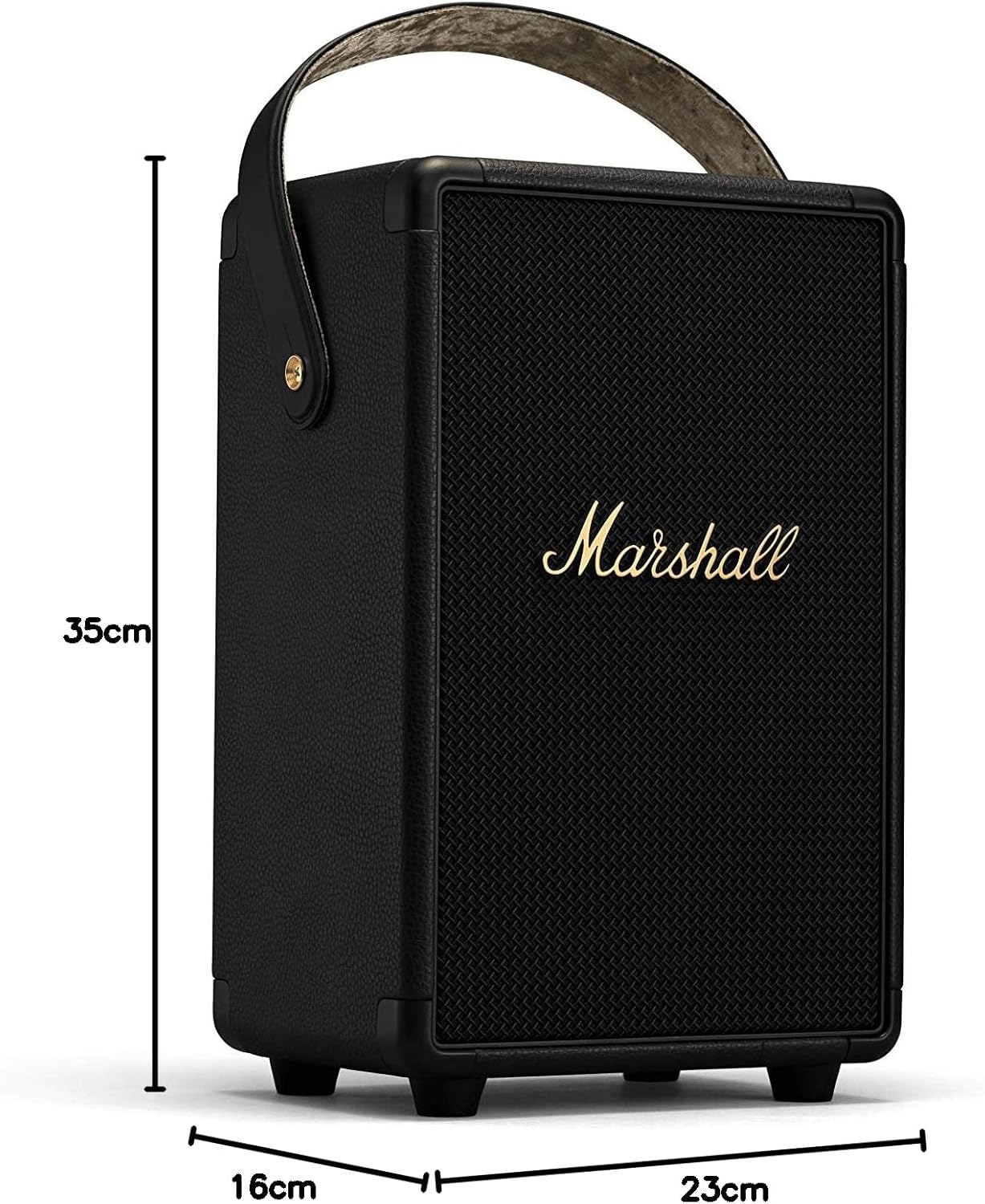Marshall Tufton Portable Bluetooth 5.0 Speaker, 20+ Hours of Wireless Playtime - Water Resistant Speakers(IPX2), Powerful Audio, Black & Brass