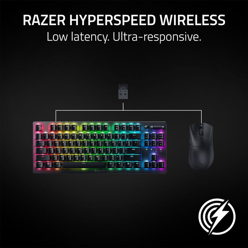 Razer DeathAdder V3 HyperSpeed Wireless Esports Gaming Mouse, 55 g Lightweight, Ergonomic & Smooth Touch Texture, Up to 100 Hr Battery, Gen 3 Optical Switches, Focus X 26K Optical Sensor - Black