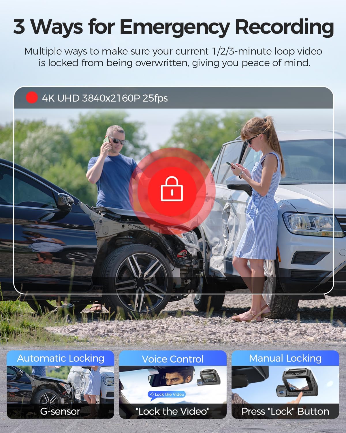 كاميرا داش لينغدو V630 بثلاث قنوات بدقة 4K، كاميرا أمامية 4K + كاميرتان خلفيتان بدقة 1080 بكسل، واي فاي 6 ونظام تحديد المواقع GPS، رؤية ليلية WDR، وضع وقوف السيارات 24 ساعة، بطاقة 64 جيجابايت مرفقة.