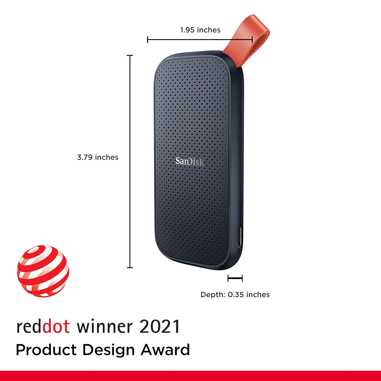 SanDisk 2TB Portable External SSD, Up to 800MB/s Read Speed, USB 3.2 Gen 2, Rugged Design with 2m Drop Protection, Type-C to Type-A Cable, PC & Mac Compatible