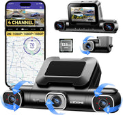 AZDOME M660 360° 4-Channel Dash Cam – 2K Front, 1080P Rear/Inside/Left/Right, Built-in 128GB eMMC, 5G WiFi, Voice Control, 4 Adjustable Lenses, IR Night Vision