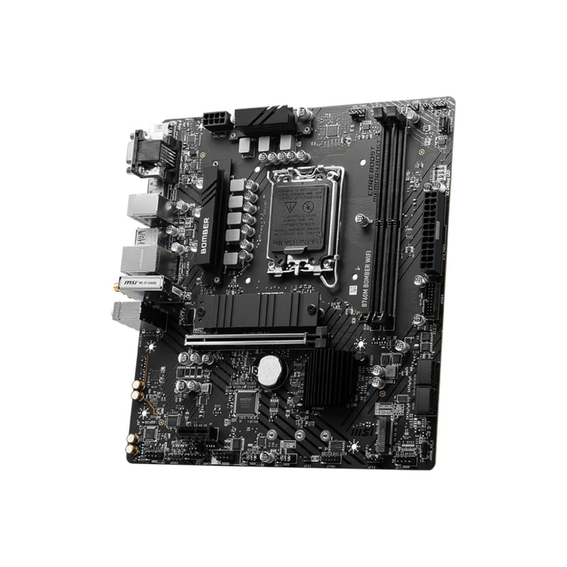 MSI B760M BOMBER WIFI Motherboard, Micro-ATX - Supports 14th/13th/12th Gen Intel Core Processors, LGA 1700 - DDR5 Memory Boost 6400MHz/MAX, PCIe 4.0 x16 Slot, M.2 Gen4 Slot