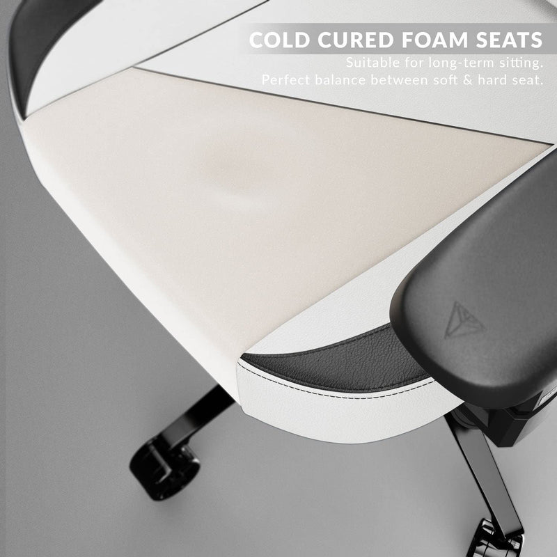 Cybeart | Arctic White Gaming/Office Chair | 4D Armrest | Inbuilt Lumbar Support | Supreme PU Leather, Ergonomic, Recline & Tilt