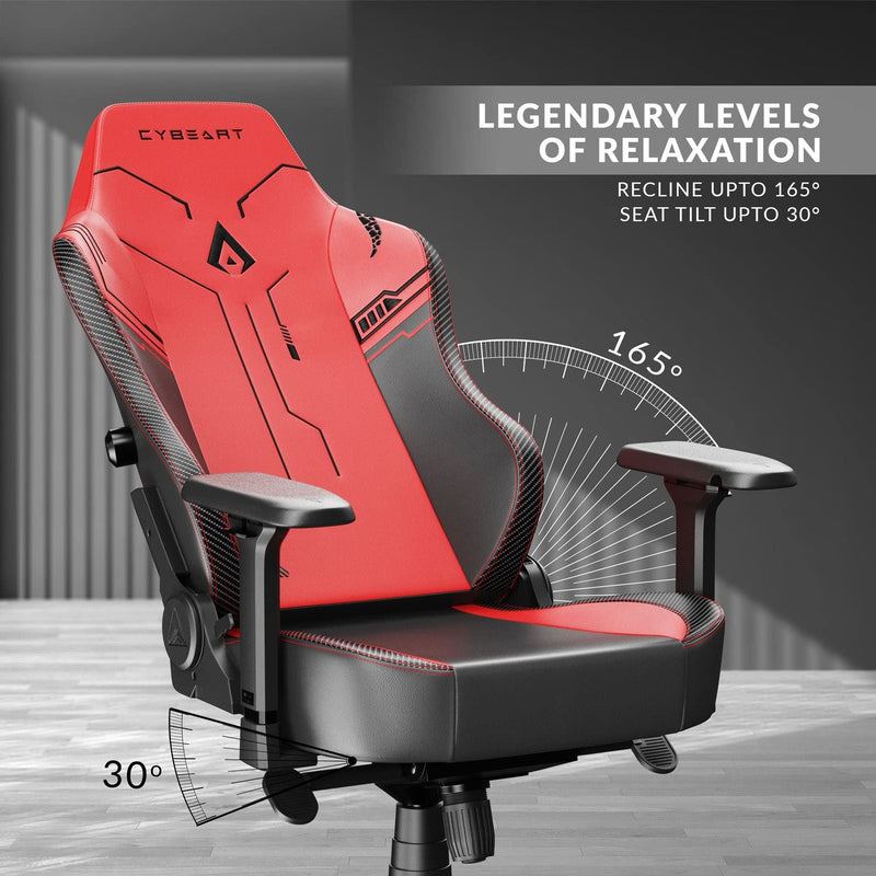 CYBEART | Apex Signature Edition (Red) Gaming/Office Chair | 4D Armrest | Inbuilt Lumbar Support | Supreme PU Leather, Ergonomic, Recline & Tilt