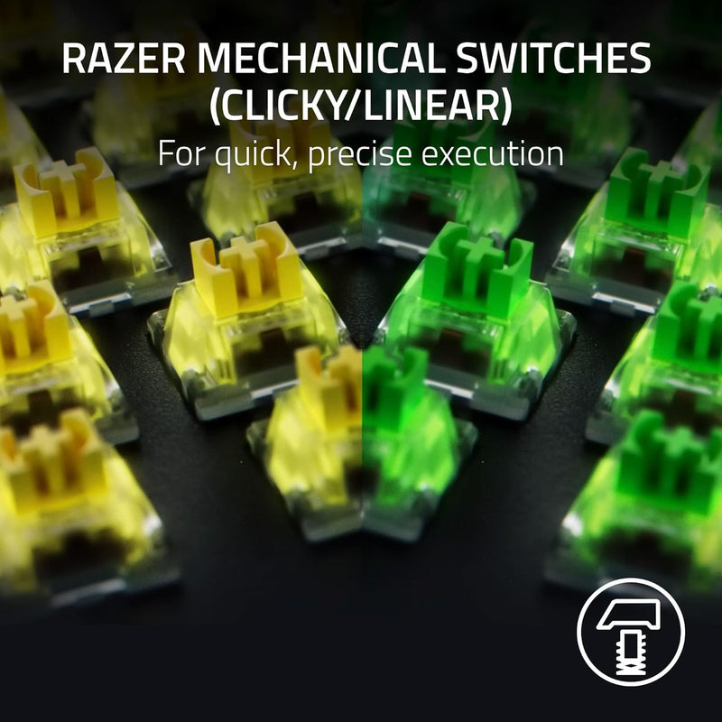 Razer BlackWidow V4 -Yellow Mechanical Switches I 6 Dedicated Macro Keys I 2-Side Underglow and Per-Key Lighting I Mechanical Gaming Keyboard Chroma RGB- Black