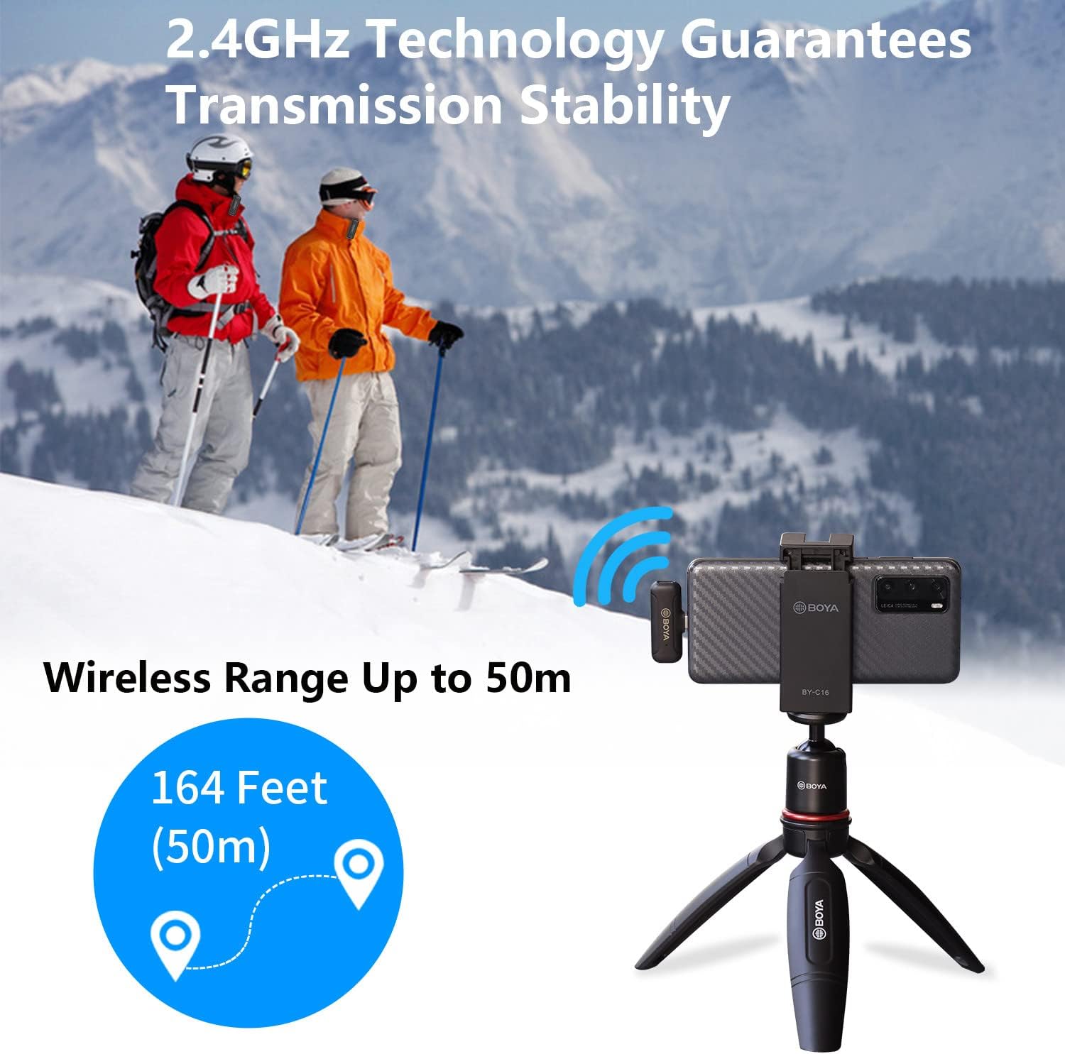 نظام ميكروفون لاسلكي BOYA BY-WM3T2-U2 بتردد 2.4 جيجاهرتز مع جهازي إرسال ومستقبل USB-C - ميكروفون صغير الحجم لأجهزة Android والأجهزة اللوحية وأجهزة USB-C