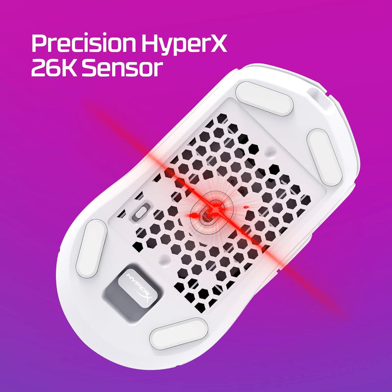 ماوس الألعاب اللاسلكي HyperX Pulsefire Haste 2 خفيف الوزن للغاية، 61 جرام، عمر البطارية 100 ساعة، لاسلكي 2.4 جيجا هرتز، ما يصل إلى 26000 نقطة في البوصة