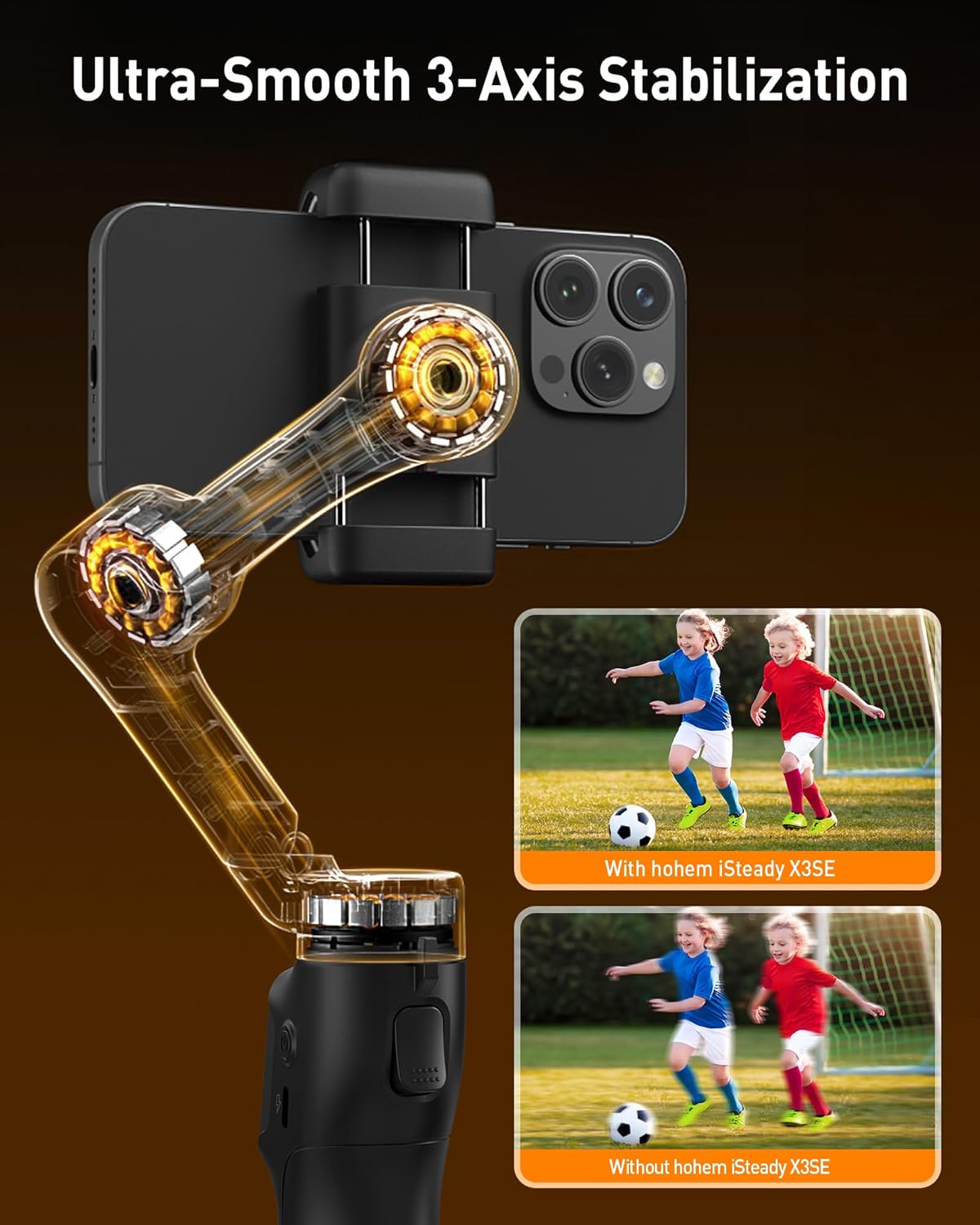 Hohem iSteady X3 3-Axis Smartphone Gimbal – iSteady 8.0 Stabilization, Bluetooth Remote, Fill Light & Built-In Extension Rod