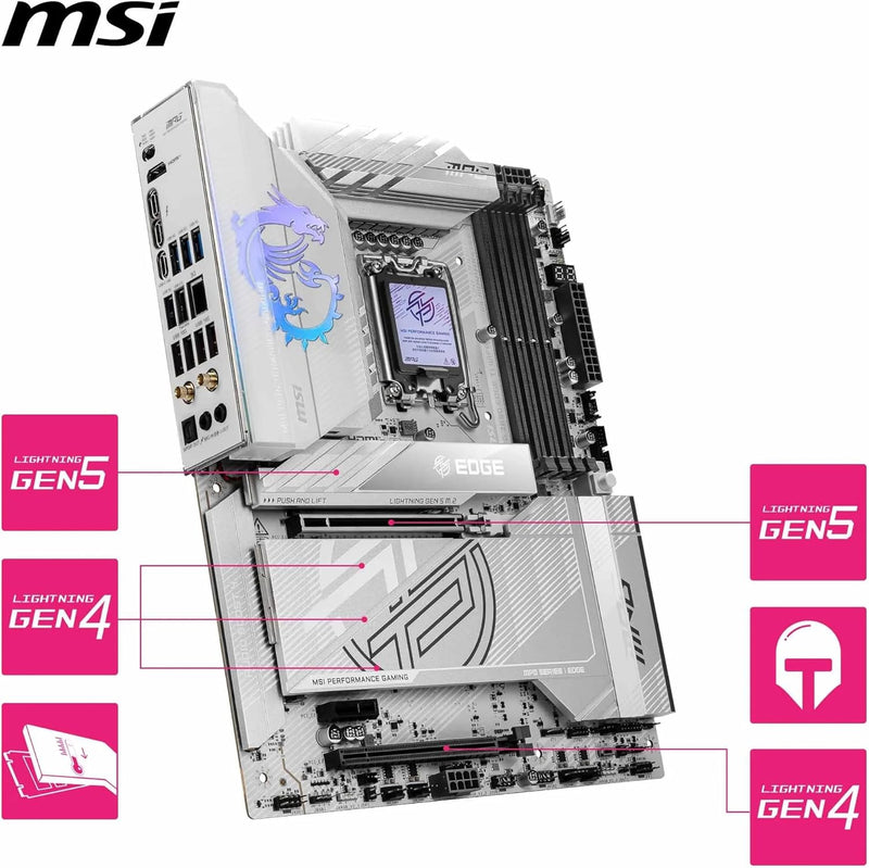 MSI MPG Z890 EDGE TI WIFI Motherboard, ATX - Supports Intel Core Ultra Processors (Series 2), LGA 1851 - 90A SPS VRM, DDR5 Memory Boost (9066+ MT/s OC), PCIe 5.0 x16 & 4.0 x16, M.2 Gen5, Wi-Fi 7, 5G L