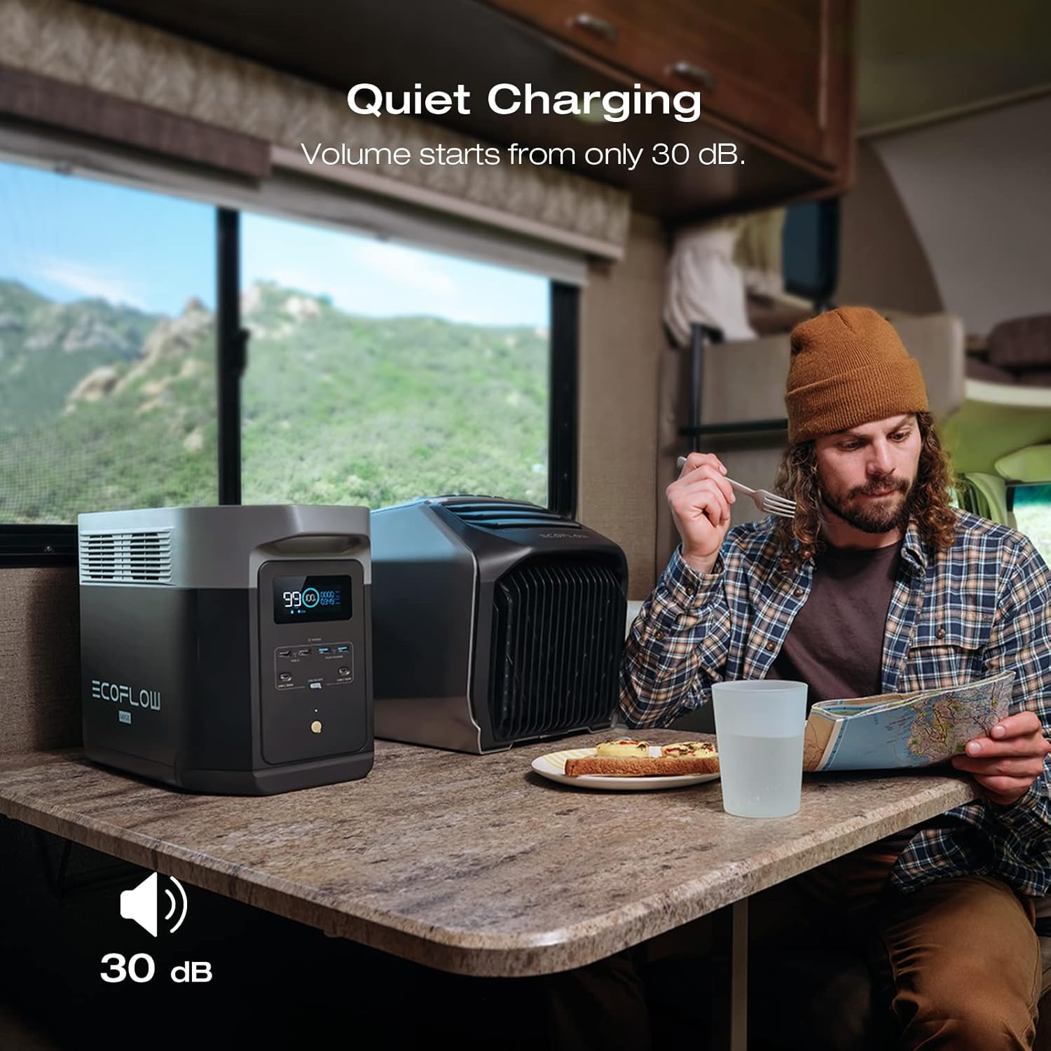 EcoFlow DELTA 2 Max Portable Power Station – 2048Wh LiFePO4, 2400W AC Output, Expandable Battery, Solar Ready