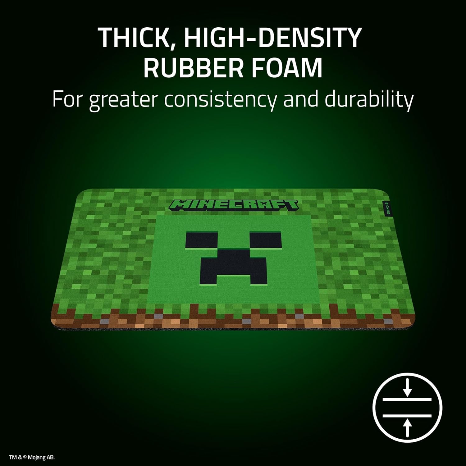 لوحة ماوس الألعاب Razer Gigantus V2 متوسطة الحجم - إصدار Minecraft - سطح ناعم للدقة والتحكم