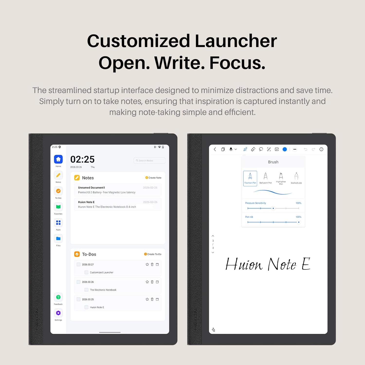 دفتر ملاحظات رقمي HUION Note E مع قلم مغناطيسي بدون بطارية، مفكرة بحجم 8.4 بوصة للاجتماعات، شاشة مضادة للوهج، جهاز لوحي للكتابة بسعة 6+128 جيجابايت مع غطاء فوليو للرسم/القراءة/الرسم التخطيطي/الدراسة