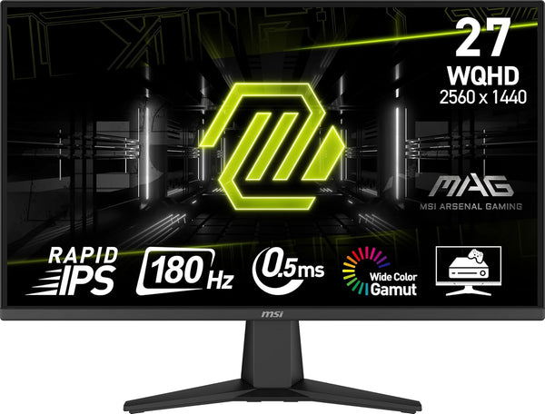 MSI MAG 275QF 27-inch 2K Gaming Monitor, 2560 x 1440 (UHD), 0.5ms Response Time, 180Hz, HDR Ready, HDMI, DP Port