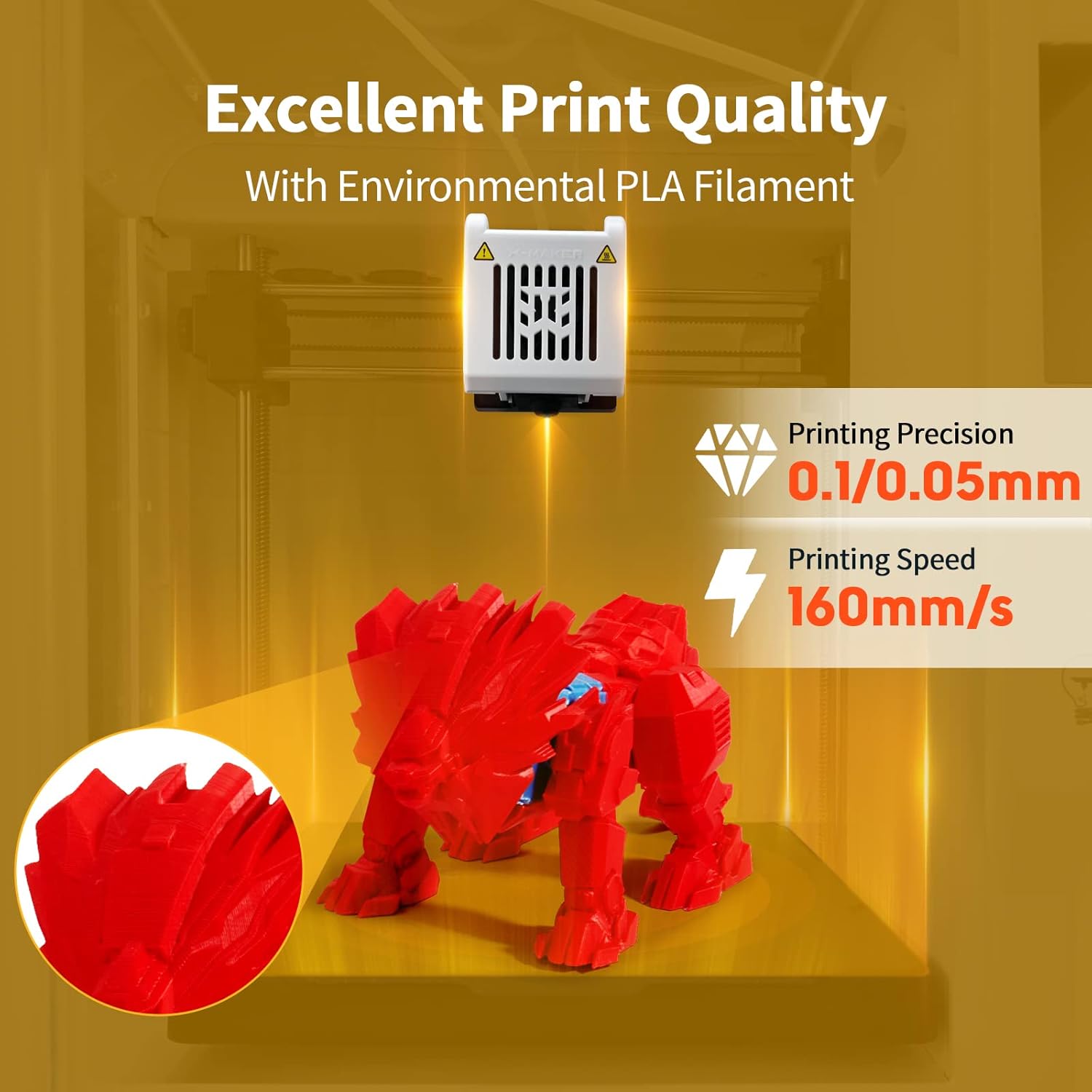 AOSEED X-Maker 3D Printer for Kids and Beginners, Fully Assembled High-Speed 3D Printer with 8 PLA Filament Set, Leveling-Free Bed, Wi-Fi Printing, Resume Printing, Silent, High Precision, with App