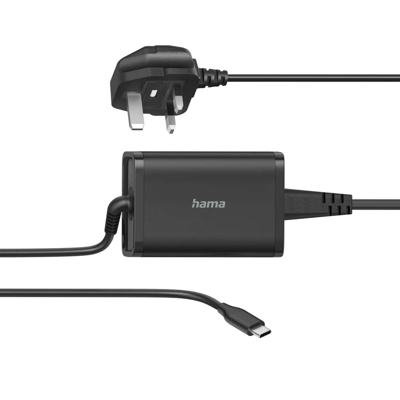 Hama Universal USB-C Notebook PSU, UK Cable, Power Delivery (PD), 5-20V/65W