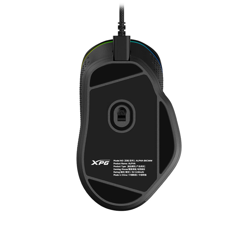 XPG ALPHA Wired Gaming Mouse - Black w/ RGB + Omron Switches | USB-C Connection | 6 Programmable Buttons PAW 3335 Sensor