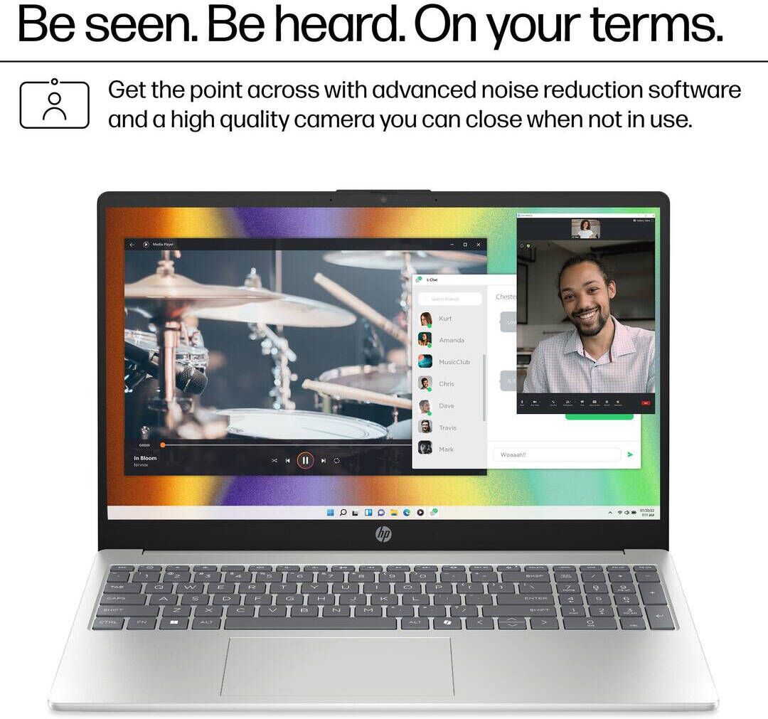 حاسوب محمول HP 15-fd0127dx - شاشة لمس 15.6 بوصة FHD 60 هرتز - معالج Intel Core i7 150U - ذاكرة عشوائية 16 جيجابايت - قرص صلب SSD بسعة 512 جيجابايت - بطاقة رسومات مشتركة - نظام تشغيل ويندوز 11