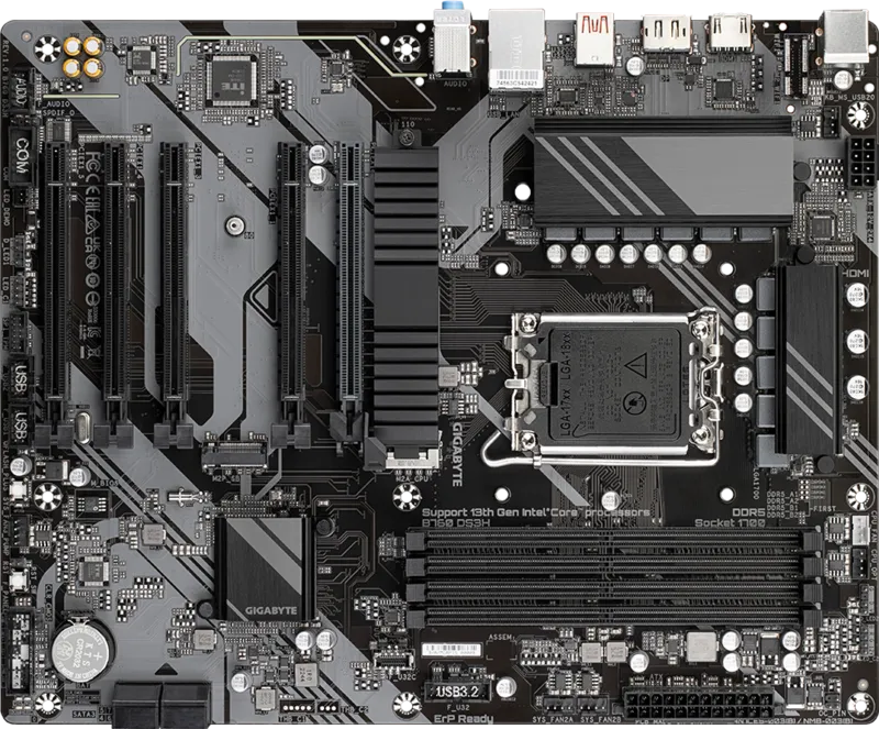 GIGABYTE B760 DS3H mATX Motherboard – Intel LGA1700, DDR5, PCIe 4.0, Dual M.2, USB-C, 2.5GbE LAN, EZ-Latch, Smart Fan 6