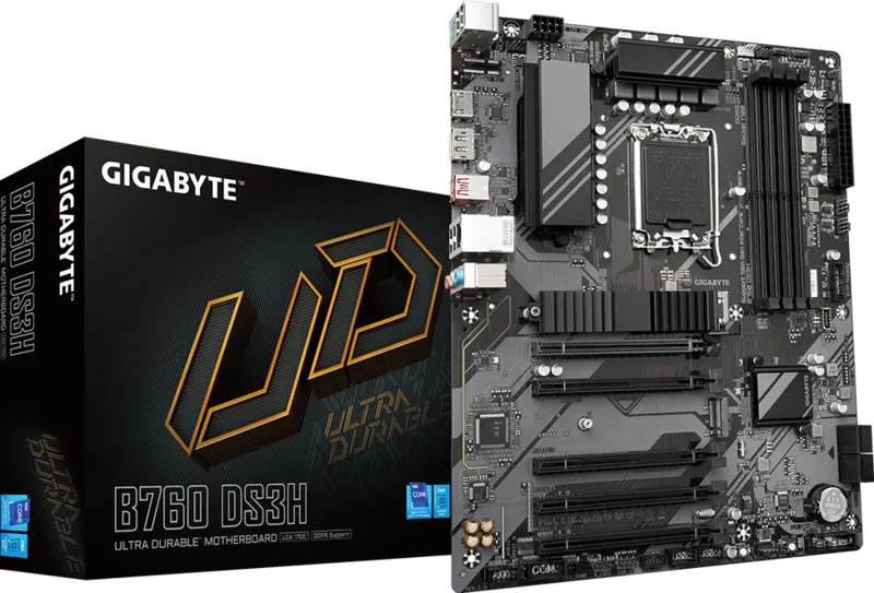 GIGABYTE B760 DS3H mATX Motherboard – Intel LGA1700, DDR5, PCIe 4.0, Dual M.2, USB-C, 2.5GbE LAN, EZ-Latch, Smart Fan 6