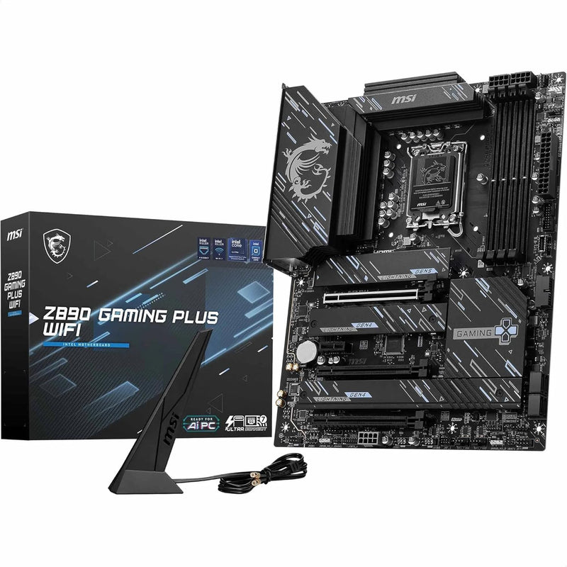 MSI Z890 GAMING PLUS WIFI Motherboard, ATX - Supports Intel Core Ultra Processors (Series 2), LGA 1851 - DDR5 Memory Boost 9200+MT/s OC, 1 x PCIe 5.0 x16, 1 x M.2 Gen5, Intel Killer 5G LAN, Wi-Fi 7