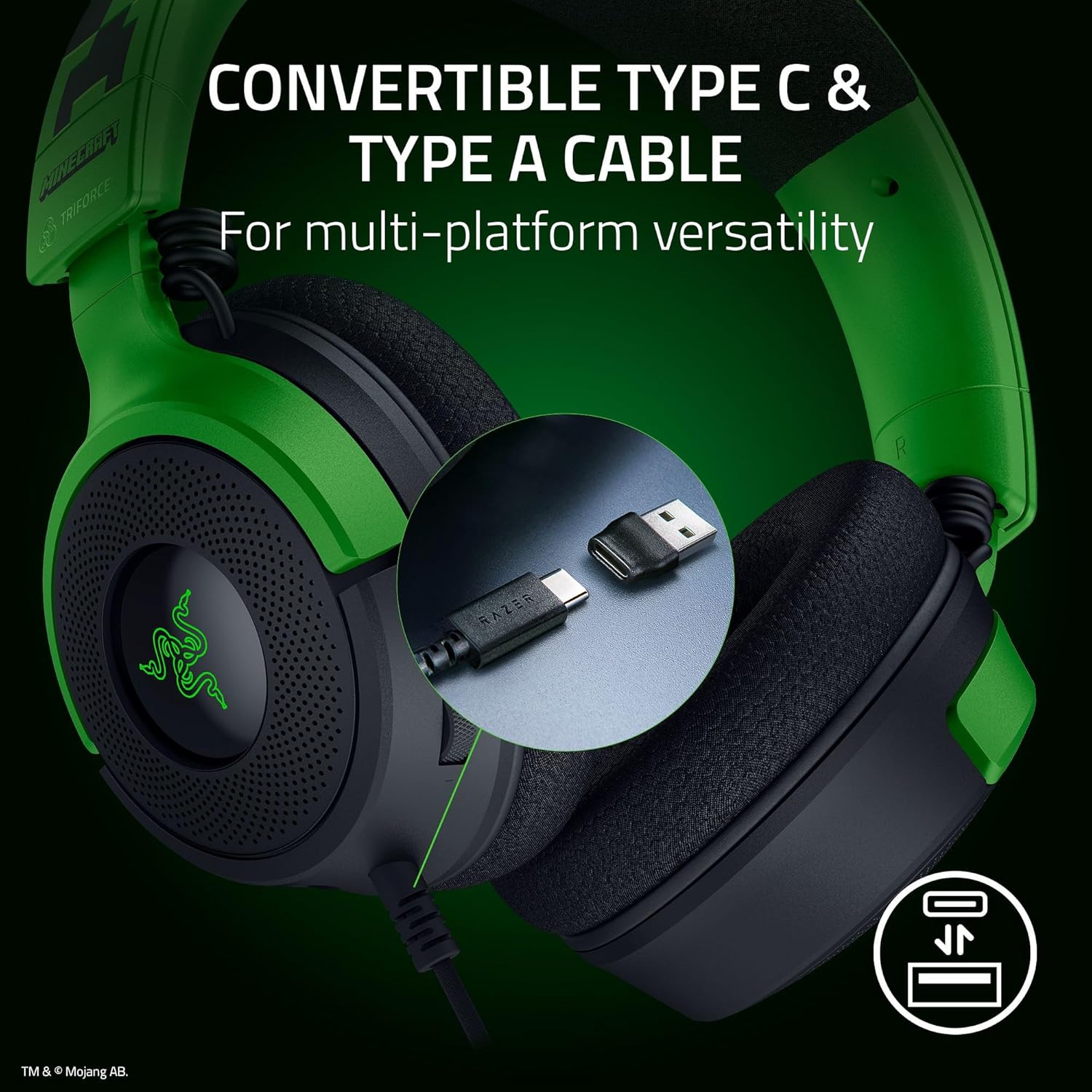 Razer Kraken V4 X Wired Gaming Headset – 40mm TriForce Drivers, 7.1 Surround Sound, HyperClear Cardioid Mic, Chroma RGB, USB-C & USB-A Compatible