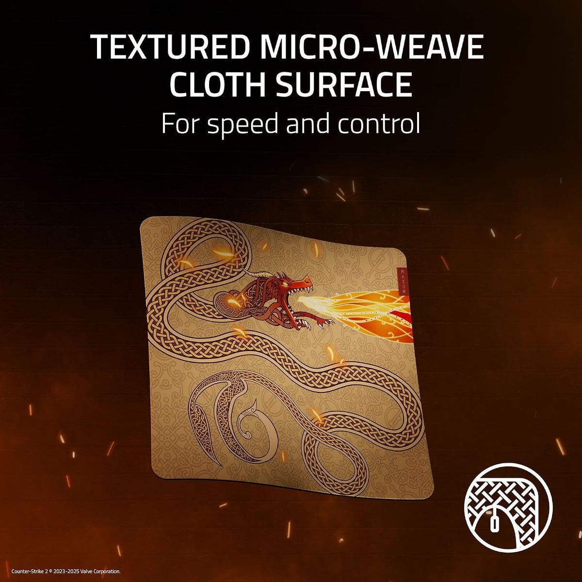 Razer Gigantus V2 Counter-Strike 2 Edition Large Gaming Mouse Pad , Textured Micro-Weave Cloth Surface | 3mm High-Density Rubber Foam , Anti-Slip Base , Pixel-Precise Tracking – Gold , RZ02-03333300-R3M1
