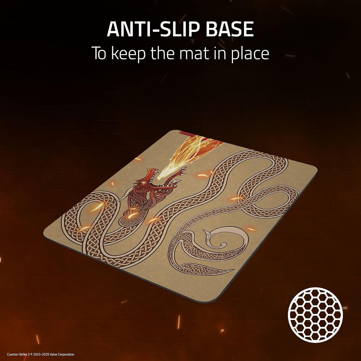 Razer Gigantus V2 Counter-Strike 2 Edition Large Gaming Mouse Pad , Textured Micro-Weave Cloth Surface | 3mm High-Density Rubber Foam , Anti-Slip Base , Pixel-Precise Tracking – Gold , RZ02-03333300-R3M1