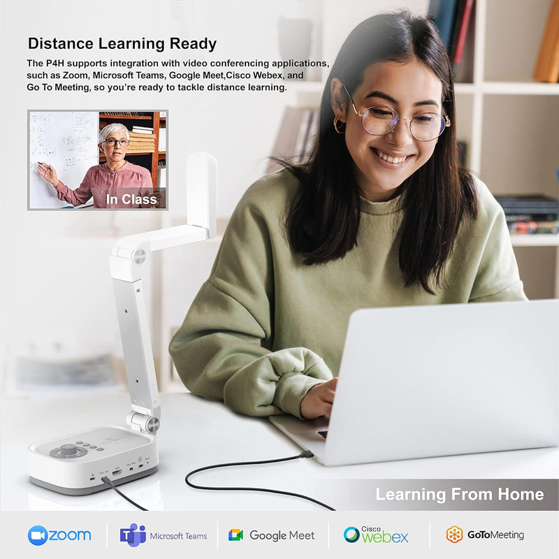 VIISAN VZ4 16MP USB Document Camera & Webcam 4K with HDMI/USB Dual Mode, 16X Digital Zoom, Capture Size A3, Built-in Microphone & LED, for Remote Work, Distance Teaching & Learning, Web Conferencing